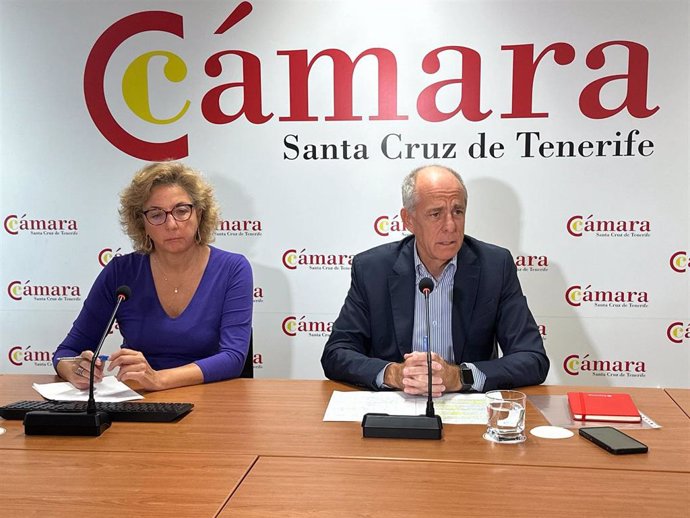 El presidente de la Cámara de Comercio de Santa Cruz de Tenerife, Santiago Sesé, y la directora general, Lola Pérez