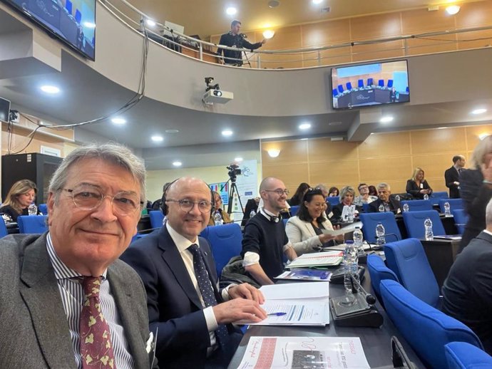 El secretario general de Agricultura, Ganadería y Alimentación de Andalucía, Manuel Gómez Galera, en la asamblea de la Asociación de Regiones Europeas de los Productos de Origen.