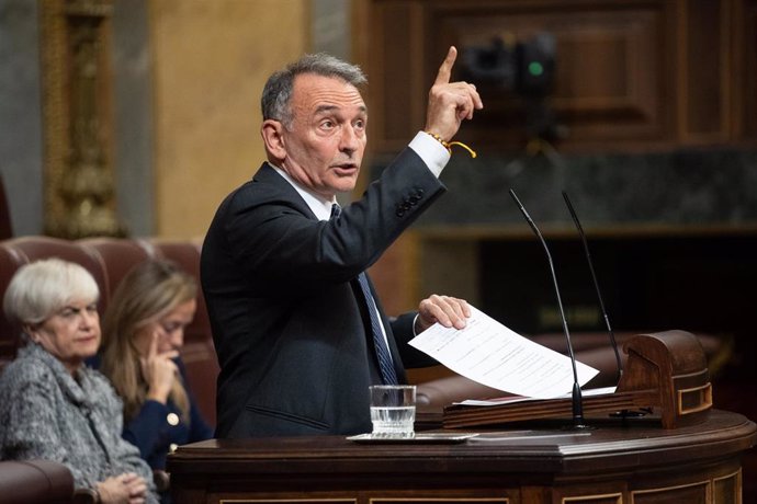 El diputado de Sumar Enrique Fernando Santiago Romero interviene durante una sesión plenaria en el Congreso de los Diputados, a 15 de octubre de 2024, en Madrid (España).