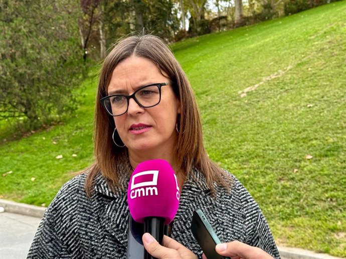 La consejera portavoz del Gobierno de Castilla-La Mancha, Esther Padilla, en declaraciones a medios.