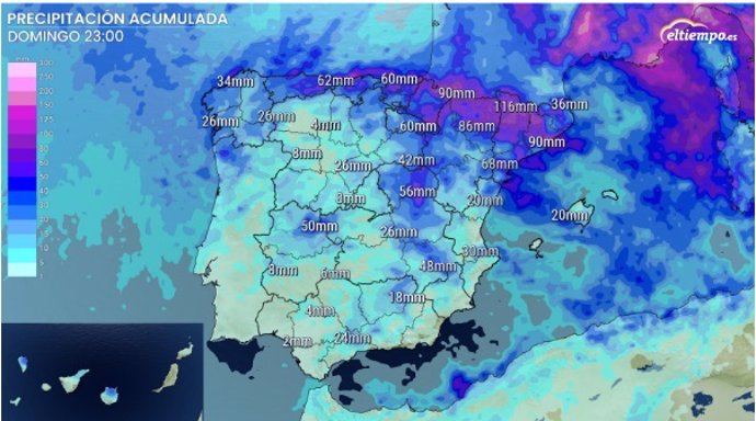 Una DANA dejará lluvias en amplias zonas el fin de semana, cuando las mínimas bajarán de 15ºC, según Eltiempo.Es.