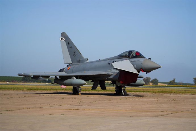 Archivo - Imágenes de Eurofighter en la base de aérea de Morón, a 28 de mayo de 2024, en Morón de la Frontera, Sevilla (Andalucía, España). 