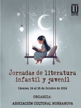 Cartel de las Jornadas de literatura infantil y juvenil de Cáceres