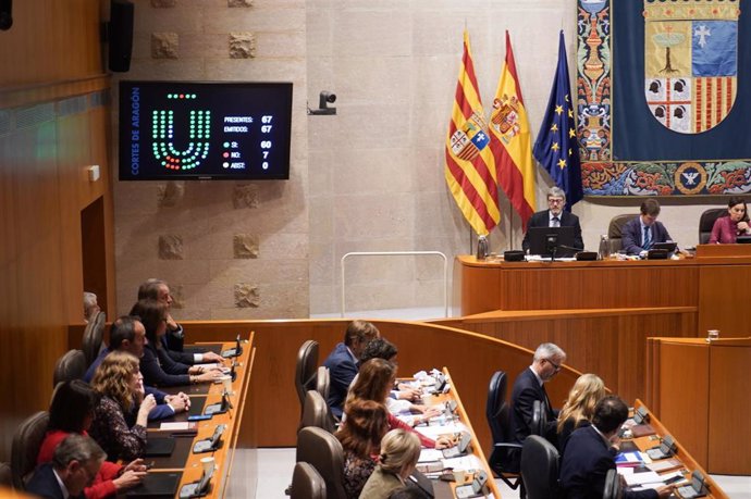 Sesión plenaria de las Cortes de Aragón.