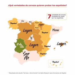 Mapa eleborado por Cerveceros de España.