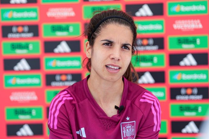 Archivo - Alba Redondo attends an interview during the training day of Olympic Spain Women Football Team at Ciudad del Futbol on July 9, 2024 in Las Rozas, Madrid, Spain.