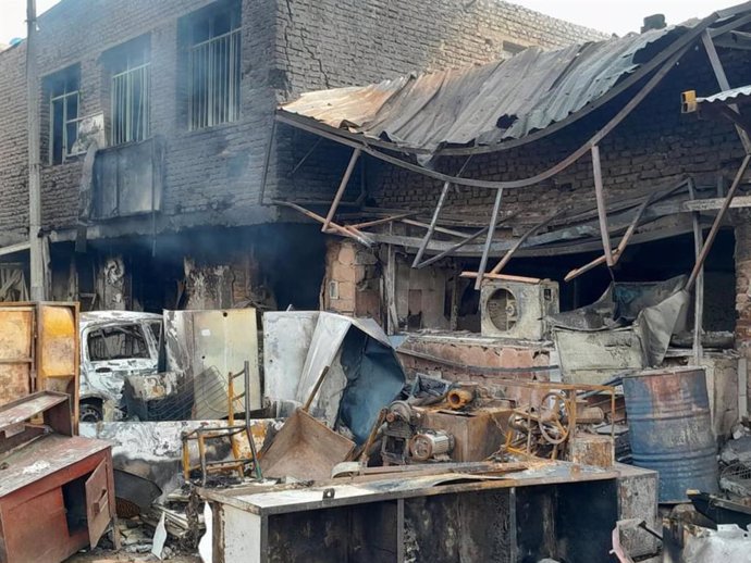 Edificio destruido tras un bombardeo contra un mercado en la capital de Sudán, Jartum