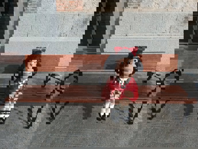 Escultura de Mafalda del artista el argentino Pablo Irrgang