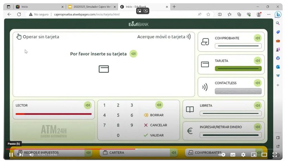 Simulador cajero automático Edufinet.