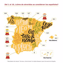 Mapa sobre el atrevimiento por comunidades autónomas