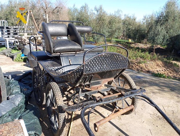 Carro de caballos robado en el Rocío el pasado mayo.