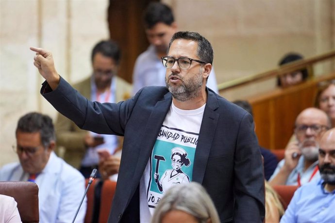 El portavoz del Grupo Mixto-Adelante Andalucía, José Ignacio García, en una imagen de archivo del Pleno del Parlamento. 