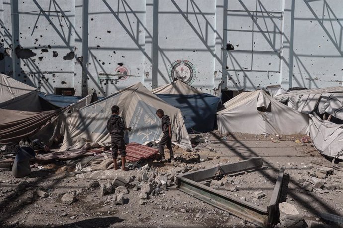 Una escola afectada pels atacs israelies a Nuseirat, al centre de la Franja de Gaza