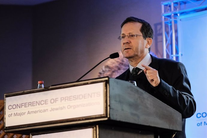 Archivo - February 18, 2019 - Jerusalem, Israel - ISAAC HERZOG, 'Bougie', Chairman of the Jewish Agency, former Member of Knesset former Minister of Welfare and Social Services, former chairman of the Labor Party and opposition leader, speaks at the  45th