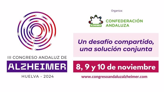 Cartel del Congreso Andaluz de Alzheimer que se celebra en Huelva del 8 al 10 de noviembre.