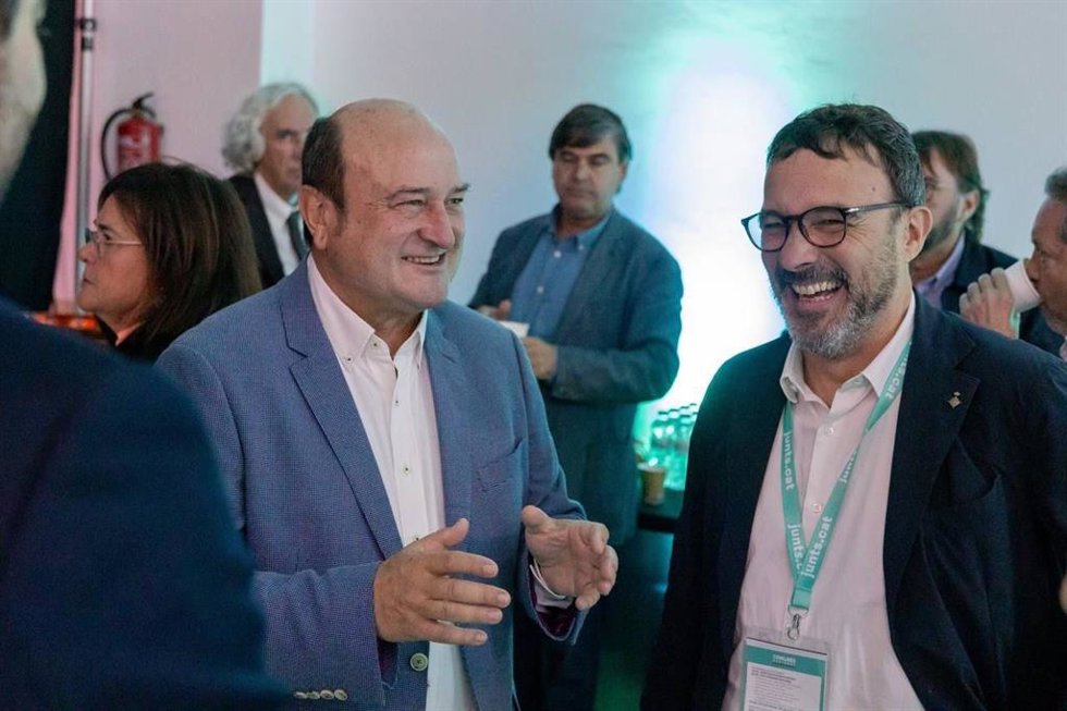 El presidente del EBB del PNV, Andoni Ortuzar, en el Congreso de Junts en Calella (Barcelona)