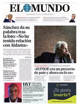 Portada de 'El Mundo' del lunes 28 de octubre de 2024.