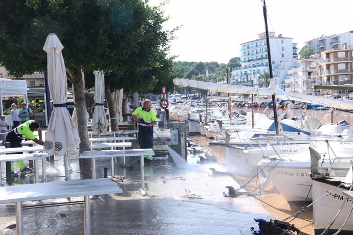 Inundaciones en Porto Cristo como consecuencias de las lluvias, a 28 de octubre de 2024, Porto Cristo, Manacor, Mallorca, Baleares (España).