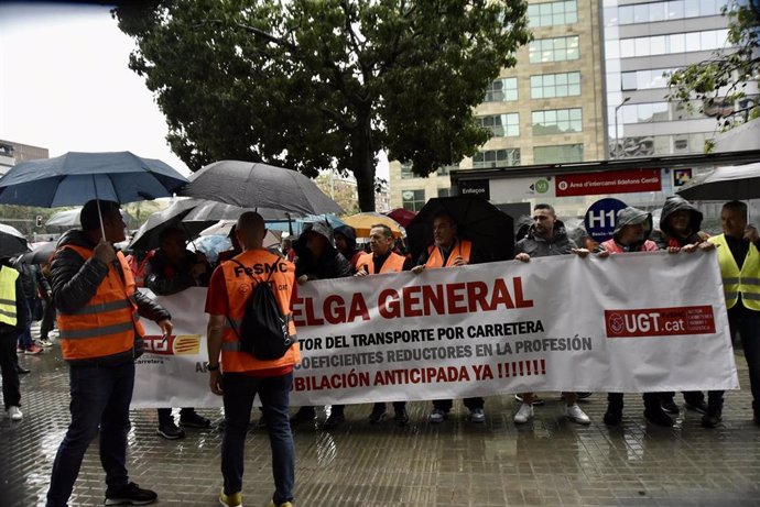 Manifestantes del sindicato UGT Catalunya