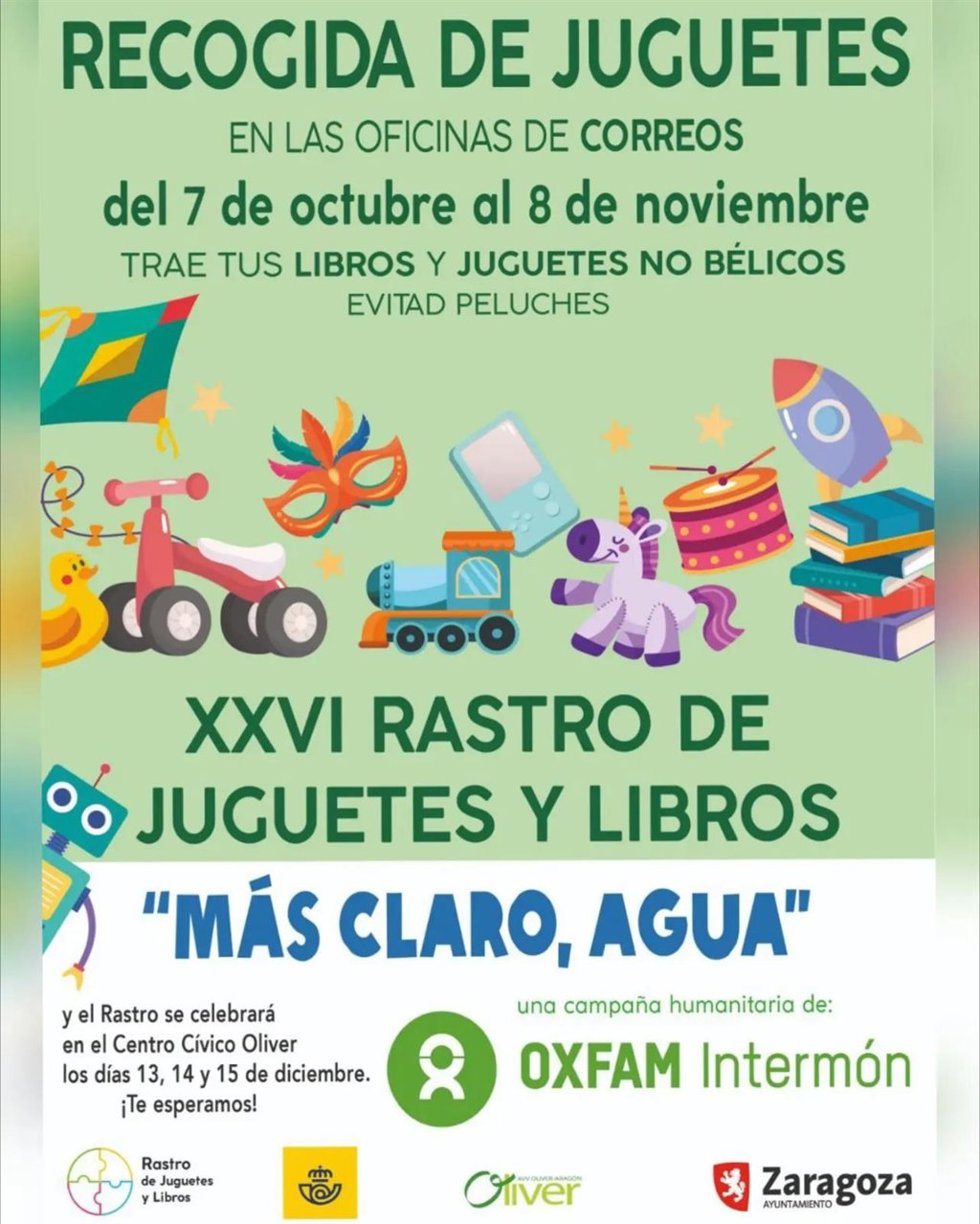 Cartel de la campaña de recogida de juguetes y libros de Oxfam