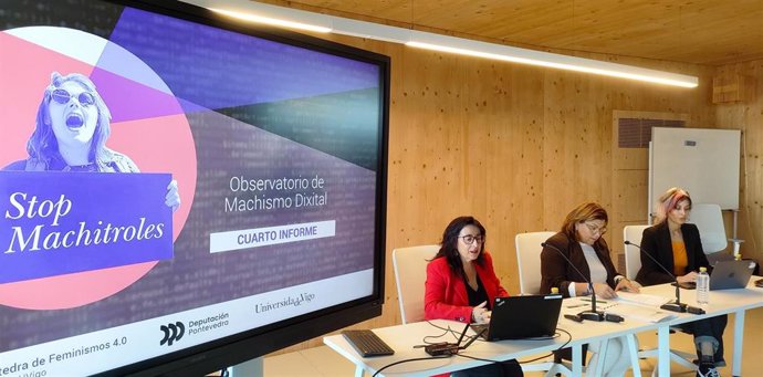 Presentación del cuarto informe del Observatorio de Machismo Dixital de la UVigo, titulado 'Radiografía de la violencia machista digital en la prensa gallega'.