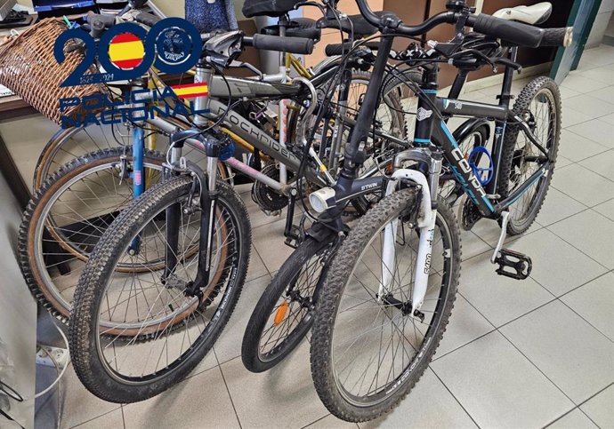 Bicicletas sustraídas recuperadas por la Policía Nacional, en Gijón.