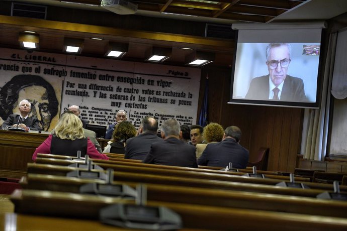 El exdirector de la Guardia Civil Leonardo Marcos González comparece por videoconferencia durante una Comisión de Investigación sobre la Operación Delorme, en el Senado, a 28 de octubre de 2024, en Madrid (España). La comisión es sobre los contratos públi