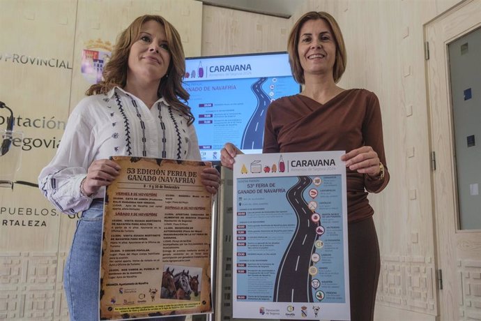 La alcaldesa de navafría, Jennifer Berzal (izda) y la diputada de Promoción Provincial, Magdalena Rodríguez (Dip Segovia)