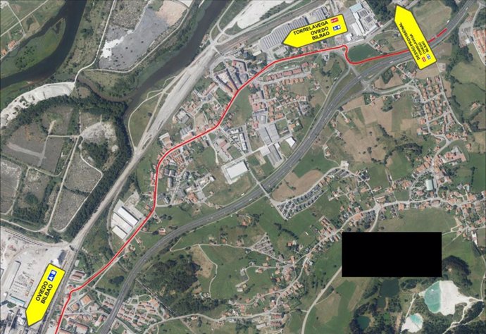 Mapa del desvío provisional por obras