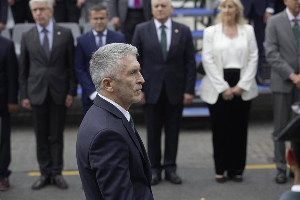 El ministro del Interior, Fernando Grande-Marlaska, preside el acto central de la celebración de la patrona de la Guardia Civil, en el Paseo de Roma, a 6 de octubre de 2024, en Mérida, Badajoz, Extremadura (España).