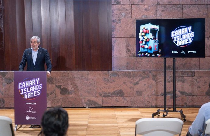 El presidente de Canarias, Fernando Clavijo, durante una recepción a empresas del sector del videojuego