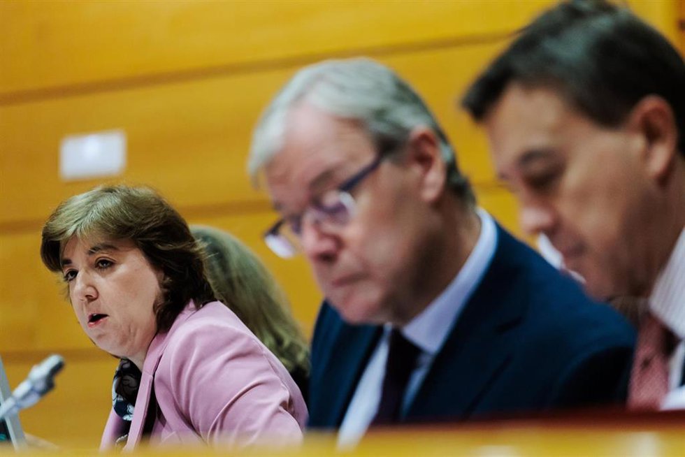 La presidenta interina del Consejo de Administración de la Corporación RTVE, Concepción Cascajosa, durante su comparecencia en la Comisión Mixta de Control Parlamentario de la Corporación RTVE y sus Sociedades, en el Senado, a 29 de octubre de 2024, en 