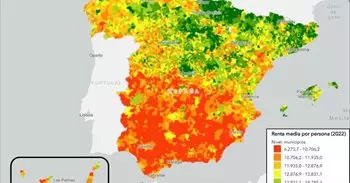 ¿Barrio rico o barrio pobre? Este mapa muestra la renta media por municipios, calle a calle