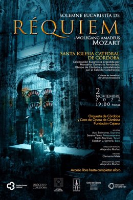 Archivo - Cartel de la Solemne Eucaristía de Réquiem de Mozart que tendrá lugar el día 2 de noviembre en la Mezquita-Catedral de Córdoba.