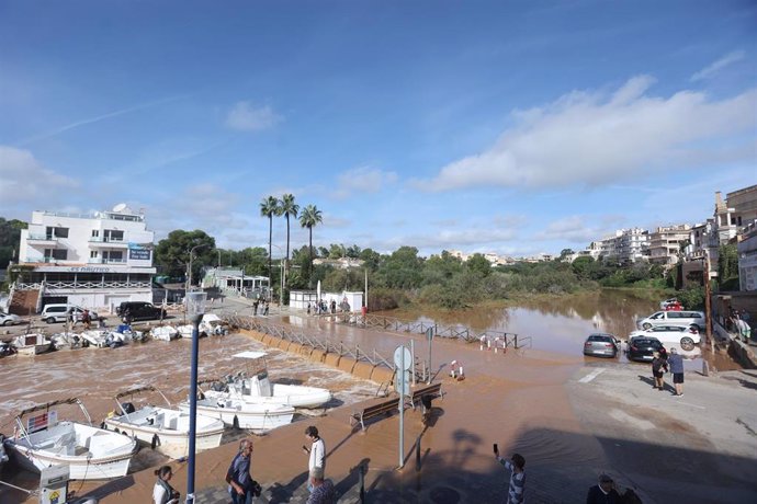 Inundaciones en Porto Cristo como consecuencias de las lluvias, a 28 de octubre de 2024. 