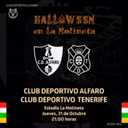 El Club Deportivo Alfaro anima a los aficionados para que el 31 de octubre puedan donar alimentos frente al Tenerife