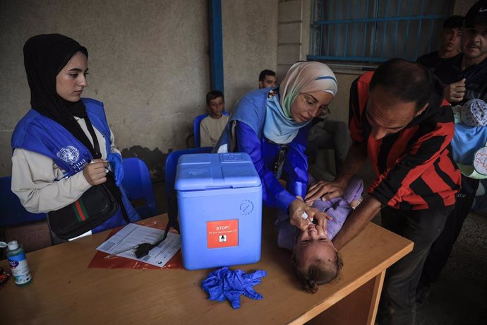 Campaña de vacunación contra la polio de la UNRWA en la Franja de Gaza.