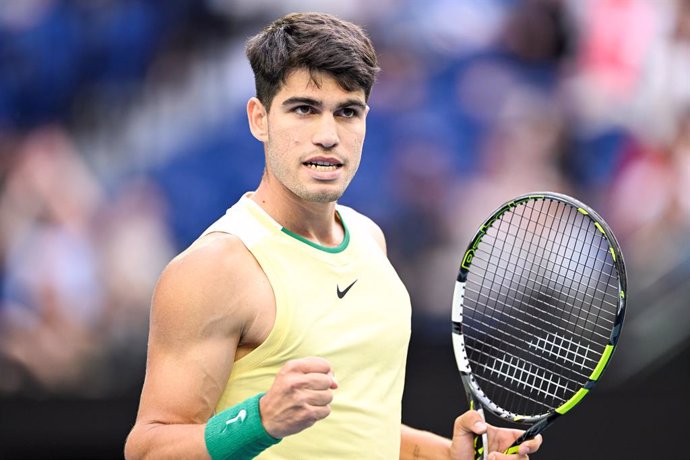 Archivo - Carlos Alcaraz of Spain celebrates his victory during the Australian Open AO 2024 Grand Slam tennis tournament on January 18, 2024 at Melbourne Park in Australia. Photo Victor Joly / DPPI