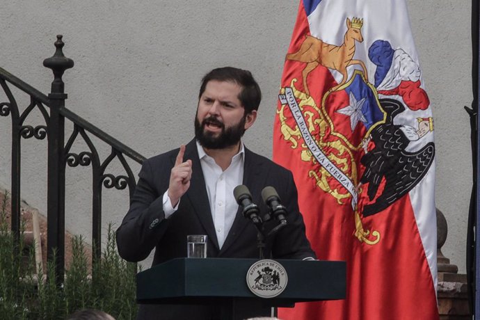 Archivo - September 11, 2024, Santiago, Chile: The President of Chile Gabriel Boric speaks during the commemoration of the 51 years of the 1973 coup d'état, an activity carried out in the Palacio de la Moneda. Commemoration of 51 years of the coup d'état 