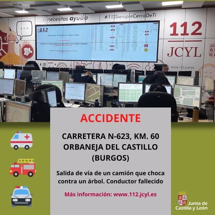 Gráfico elaborado por el 112 con datos del accidente mortal en la N-623