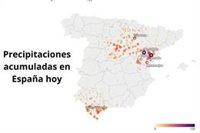 Mapa de lluvias acumuladas en Valencia, Andalucía, Teruel y el resto de España hoy