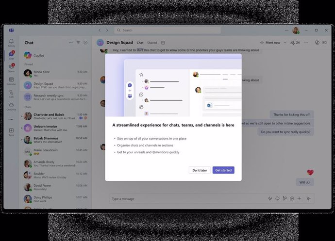 Nueva experiencia de chats y canales en Microsoft Teams.