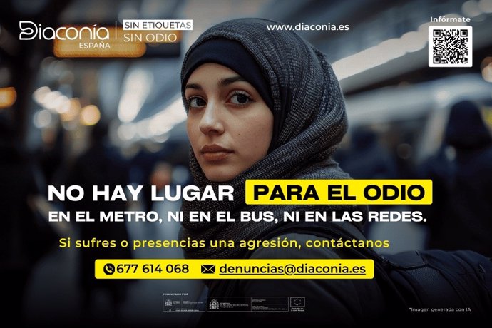 Cartel de la campaña 'No hay lugar para el odio' de Diaconía España.