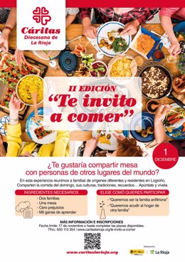 Cáritas anima a familias de diferentes culturas a reunirse en torno a una mesa en la 2ª edición de 'Te invito a comer'