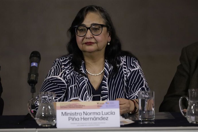 Archivo - June 5, 2023, Mexico City, Mexico: The Minister President of the Supreme Court of Justice of the Nation, Norma Lucia Piña at the commemoration of the Day of the Environment at the Supreme Court of Justice of the Nation in Mexico City. on June 5,