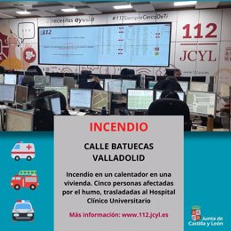 Gráfico elaborado por el 112 con datos sobre el incendio registrado en una vivienda de Valladolid