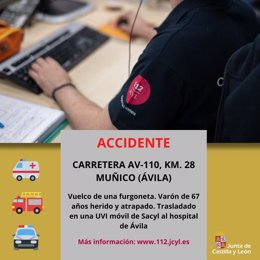 Gráfico elaborado por el 112 con datos sobre el accidente ocurrido en la AV-110 en Muñico