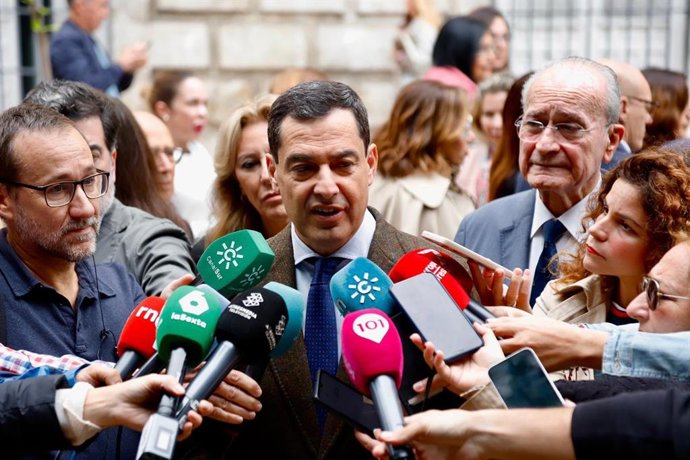 El presidente de la Junta de Andalucía, Juanma Moreno, este jueves en Málaga