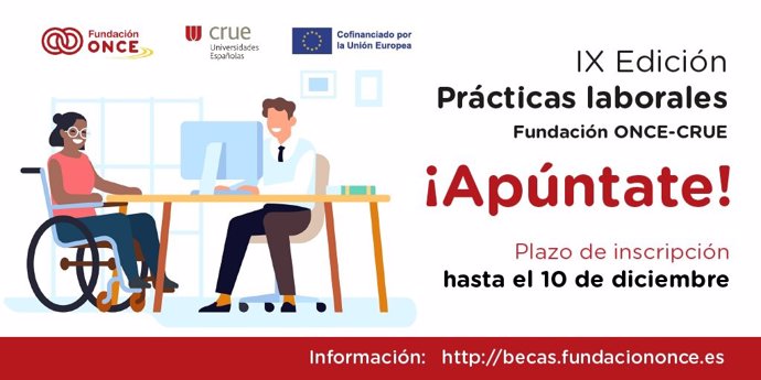 Cartel anunciador de la nueva edición del programa de Becas Fundación ONCE-Crue Universidades Españolas.