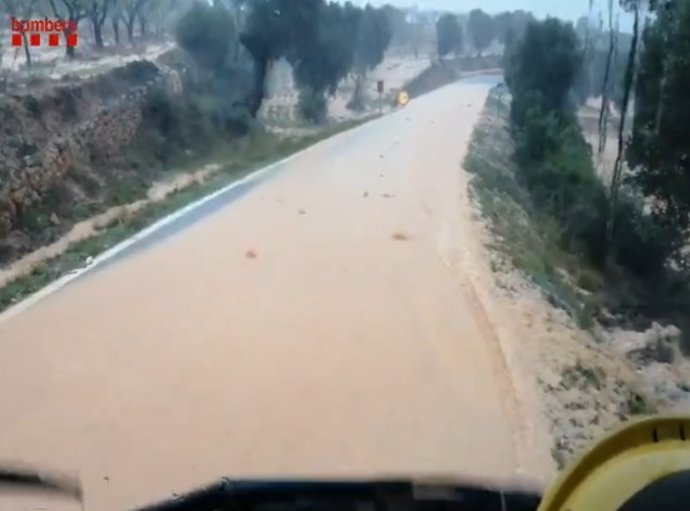 Inundación de vía en Terres de l'Ebre (Tarragona)